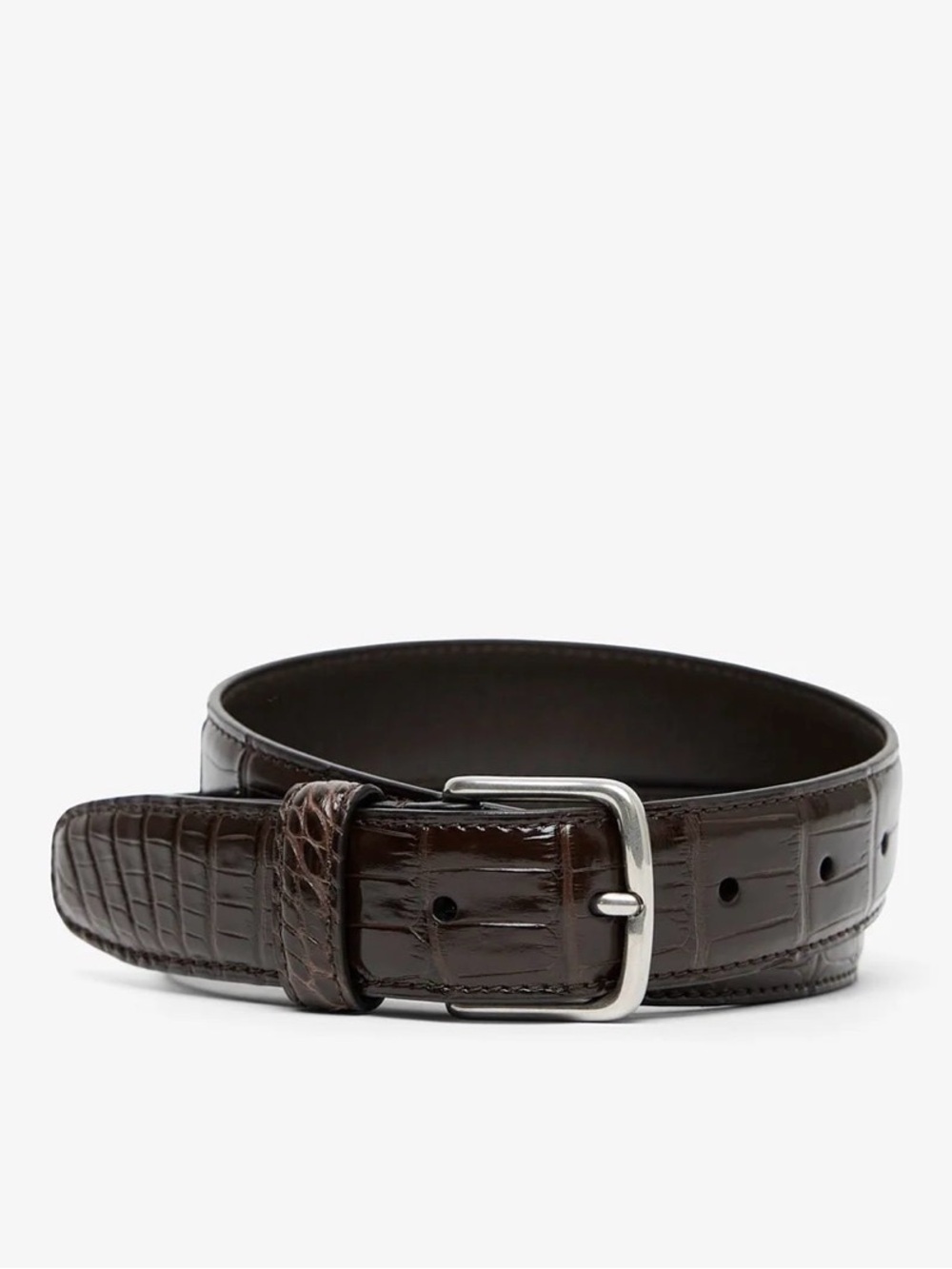 TOTEME Croc-Embossed Leather Belt sz 90